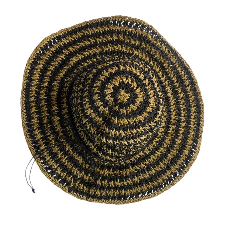 Nine West floppy,Chic,Sun,round,Black and Gold Striped Hat,NWT - Picture 9 of 9